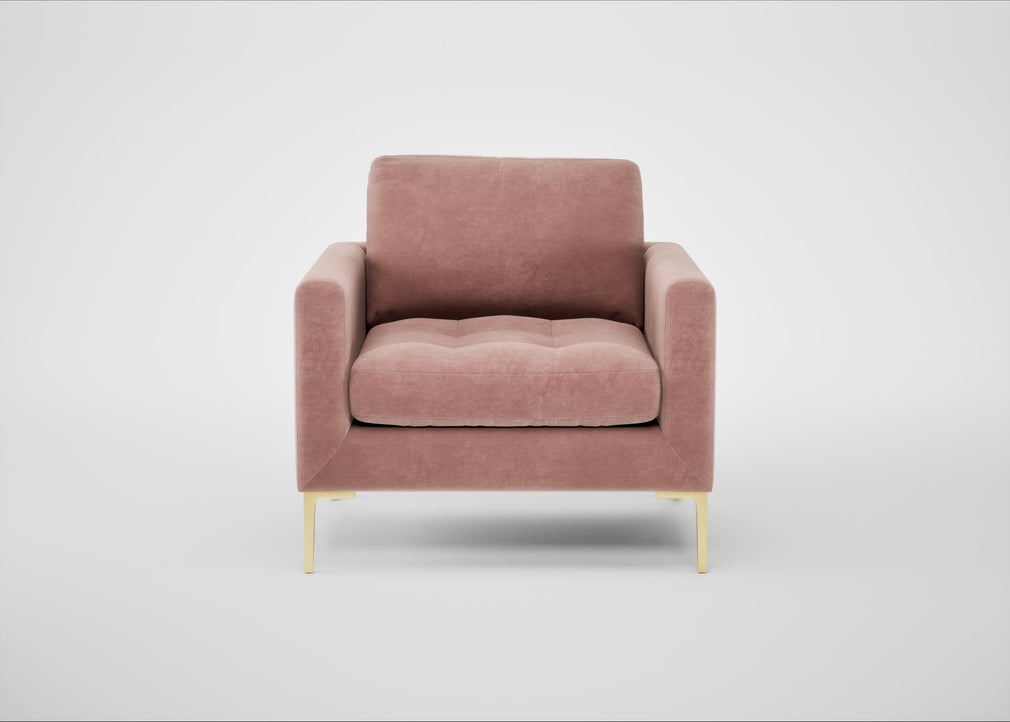 Eton Armchair Smart Luxe Velvet Dusky Pink / Brass