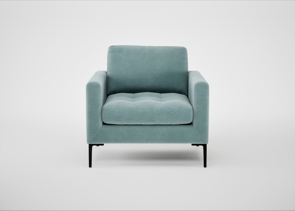 Eton Armchair Smart Luxe Velvet Mineral Blue / Black
