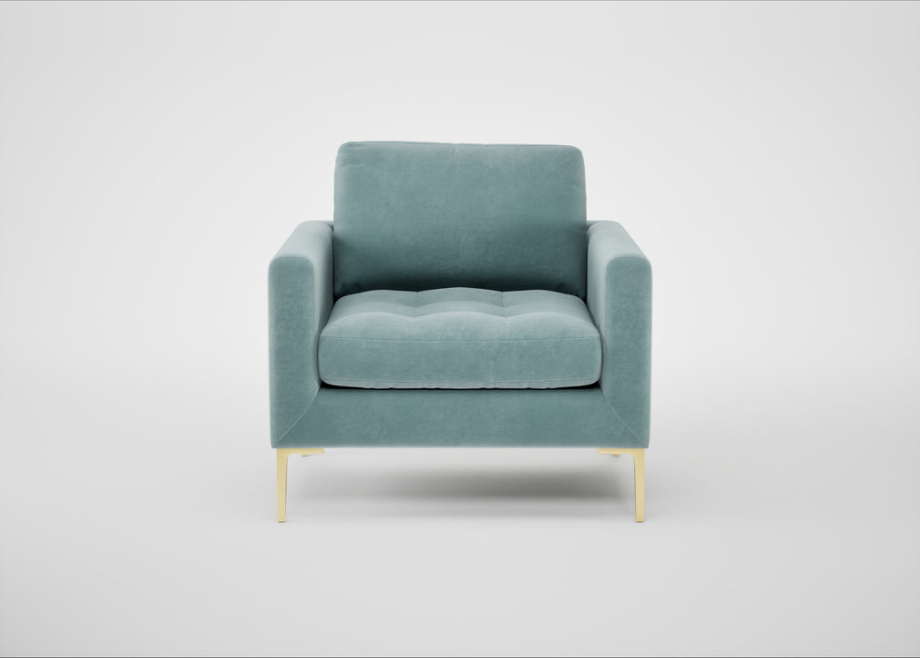 Eton Armchair Smart Luxe Velvet Mineral Blue / Brass