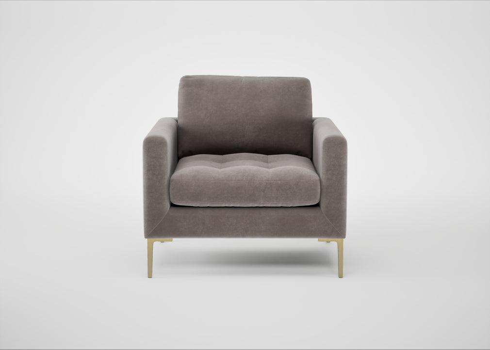 Eton Armchair Smart Luxe Velvet Mushroom / Brass