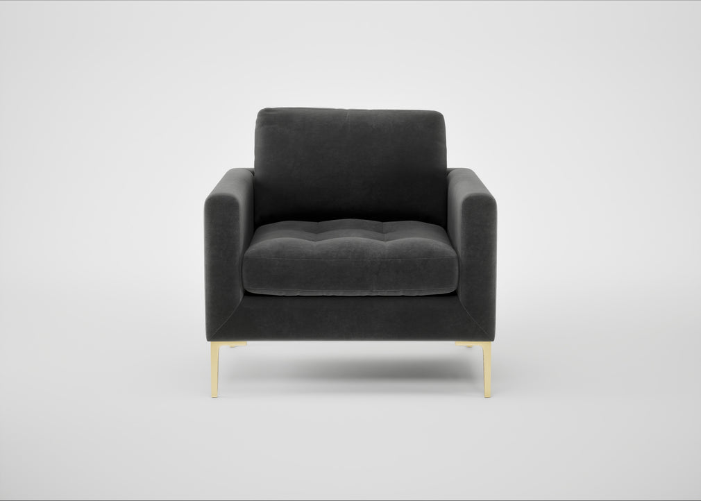 Eton Armchair Smart Luxe Velvet Nickel / Brass