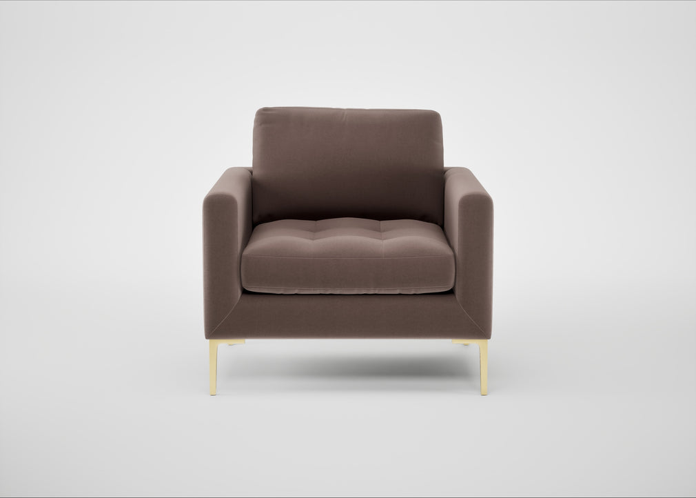 Eton Armchair Smart Velvet Mouse / Brass