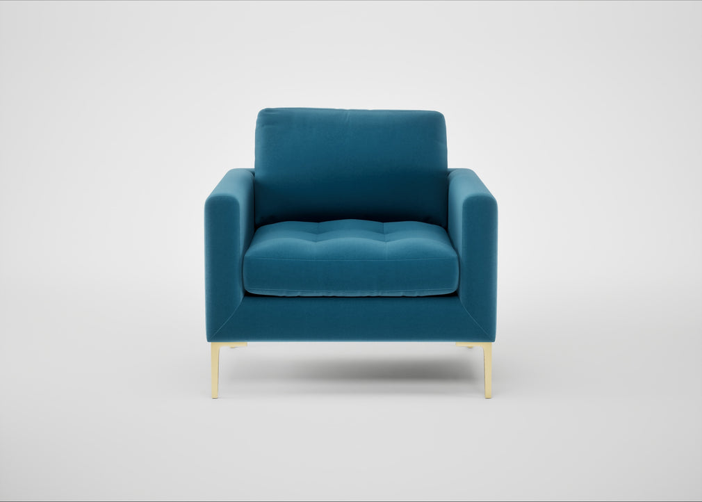 Eton Armchair Smart Velvet Ocean Blue / Brass