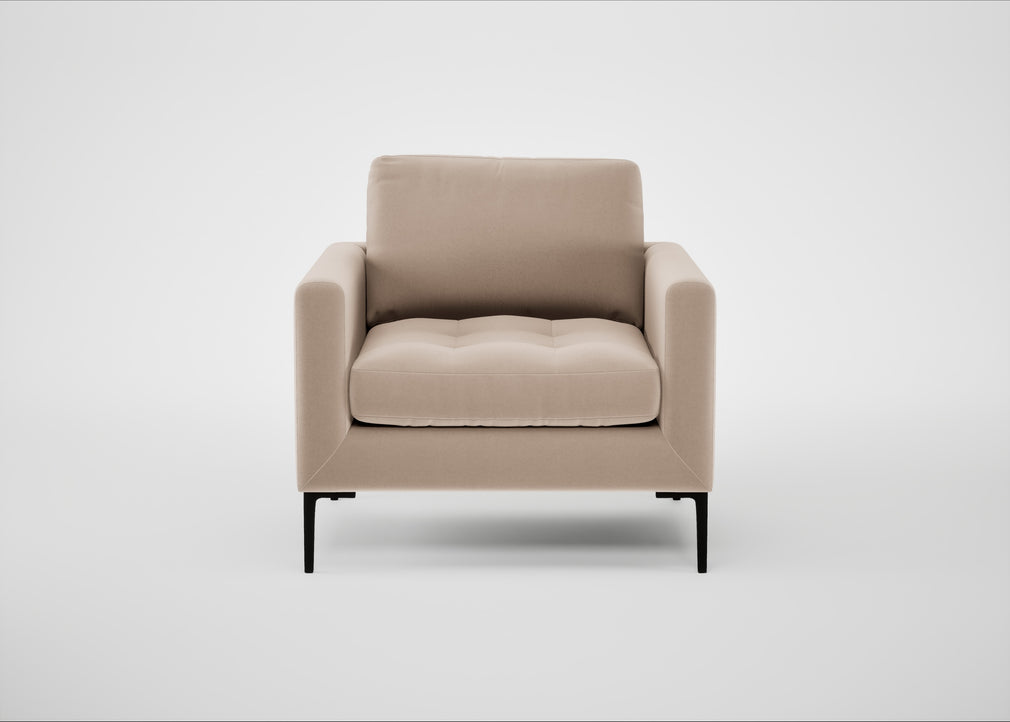 Eton Armchair Smart Velvet Pebble / Black