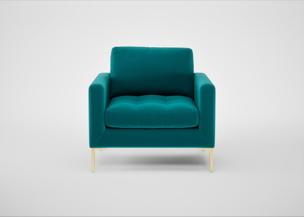 Eton Armchair Smart Velvet Petrol / Brass