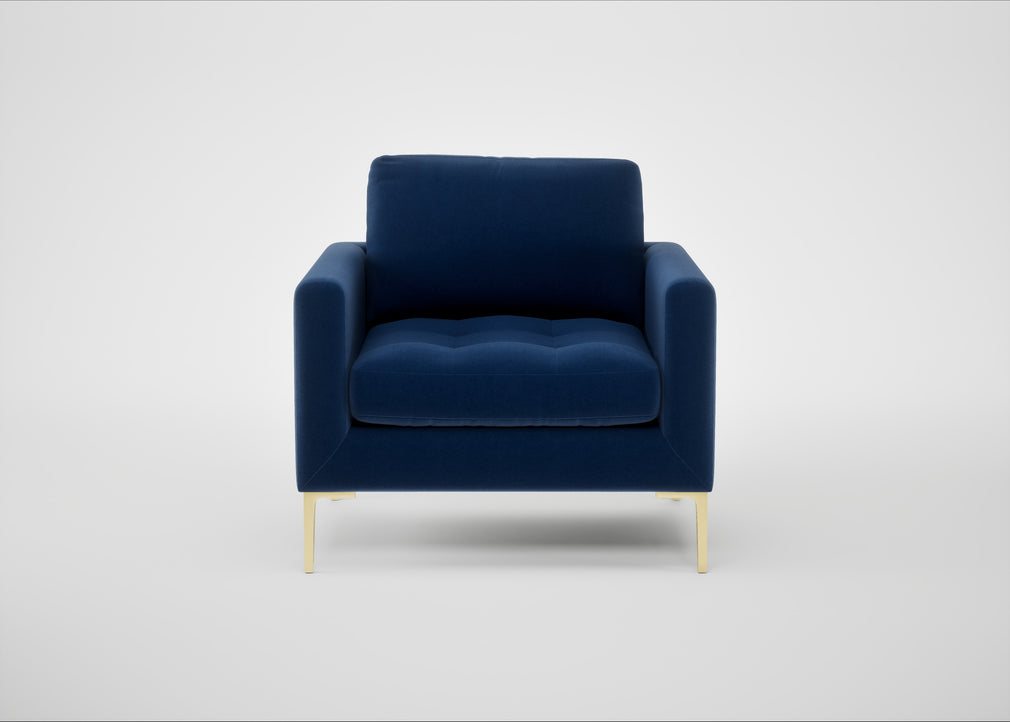 Eton Armchair Cotton Velvet Midnight / Brass