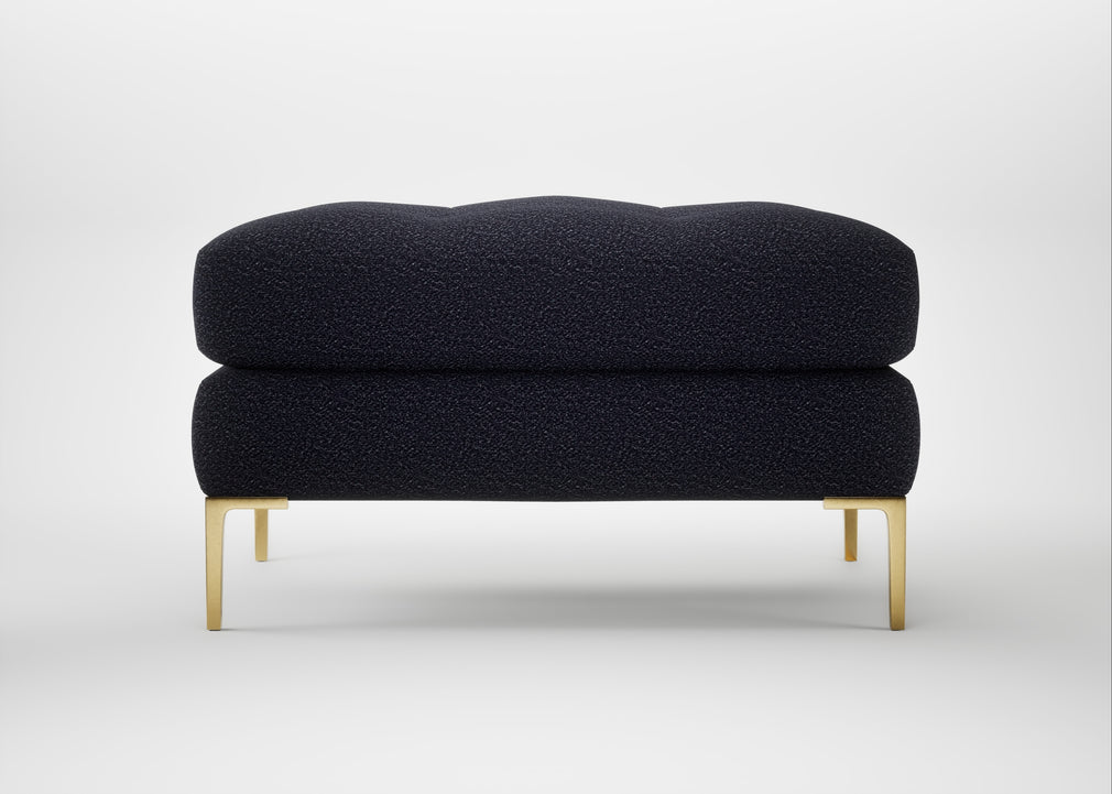 Eton Footstool Boucle Indigo / Brass
