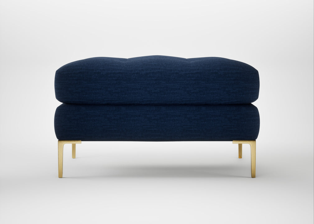 Eton Footstool Broad Weave Lagoon / Brass