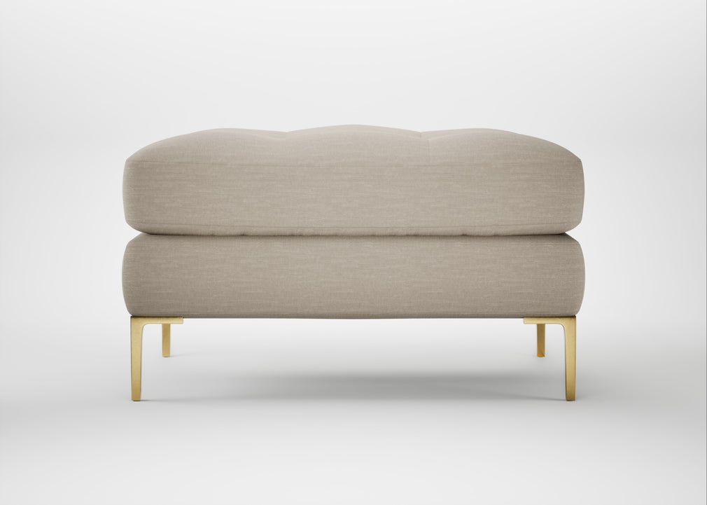 Eton Footstool Broad Weave Putty / Brass