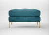 Eton Footstool Brushed Cotton Cadet / Brass