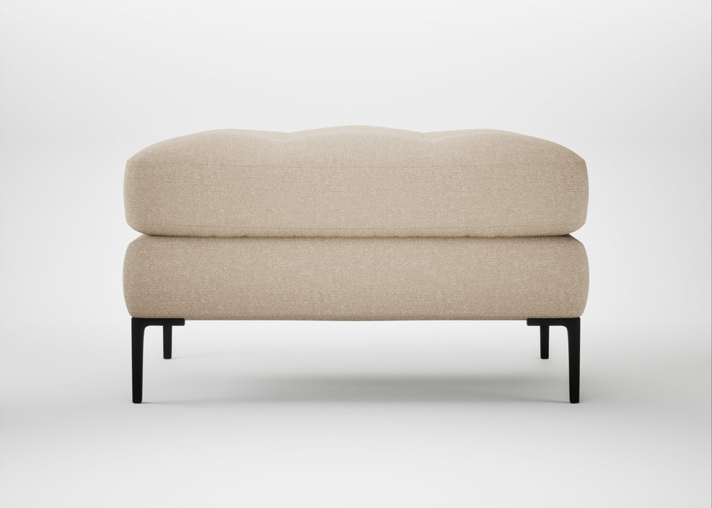 Eton Footstool Brushed Cotton Oat / Black