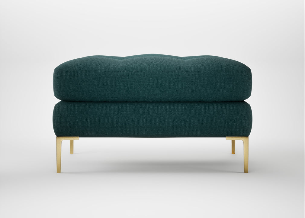 Eton Footstool Brushed Cotton Pine / Brass