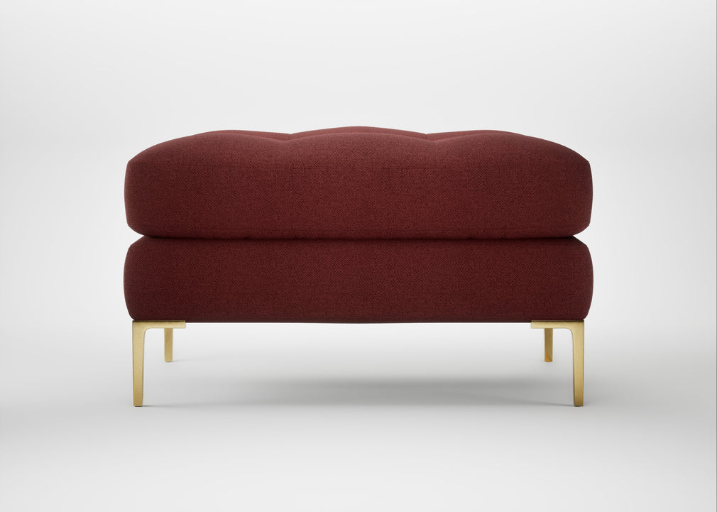 Eton Footstool Capelo Linen-Cotton Etruscan Red / Brass