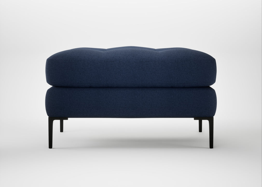 Eton Footstool Capelo Linen-Cotton Inkspot / Black