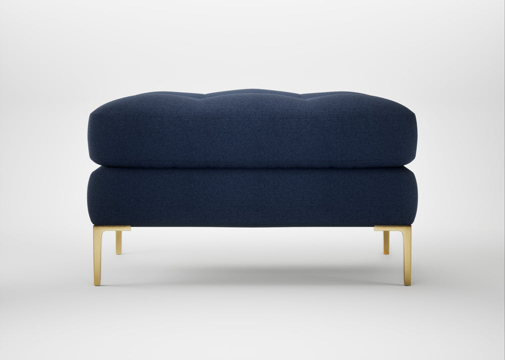 Eton Footstool Capelo Linen-Cotton Inkspot / Brass