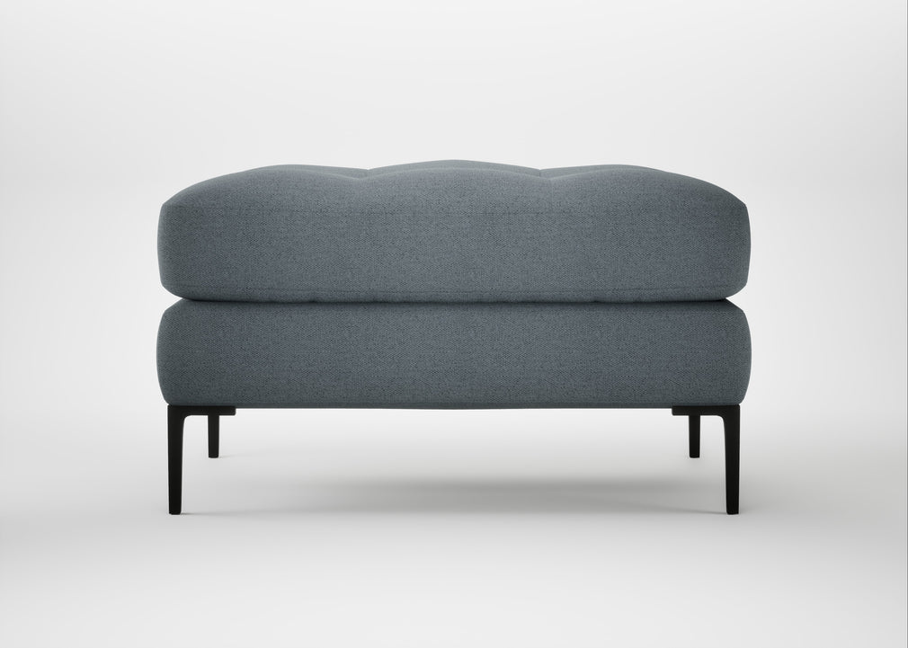 Eton Footstool Capelo Linen-Cotton Mineral / Black