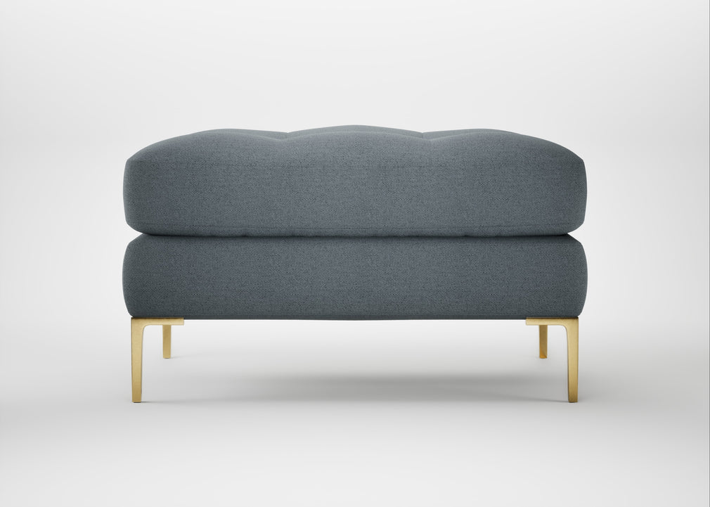 Eton Footstool Capelo Linen-Cotton Mineral / Brass