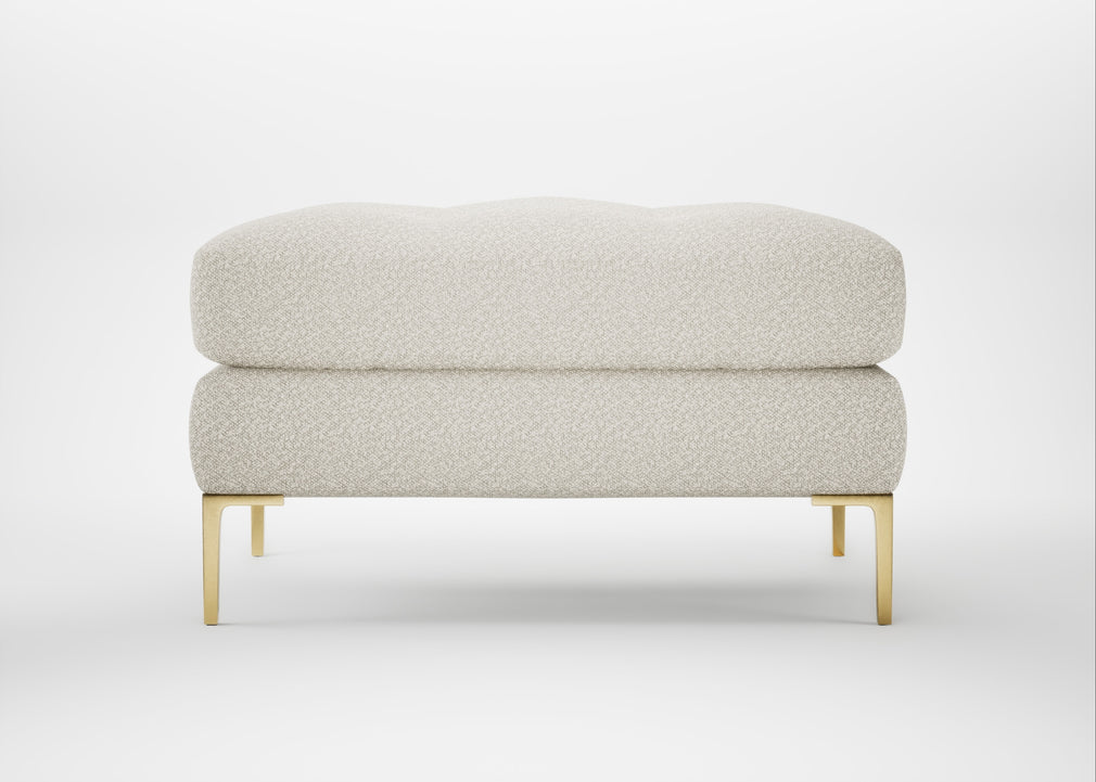 Eton Footstool Chunky Boucle Ecru / Brass