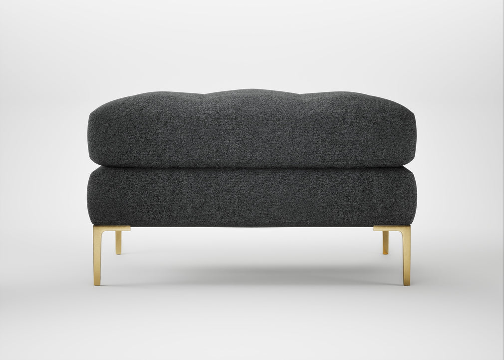 Eton Footstool Melton Wool Granite / Brass