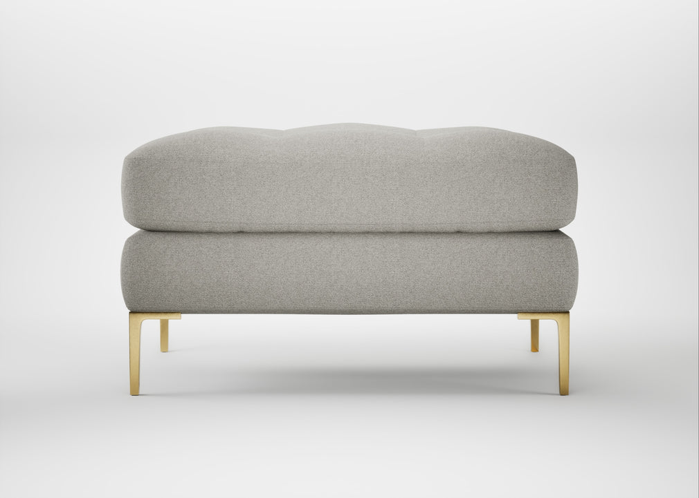 Eton Footstool Melton Wool Limestone / Brass