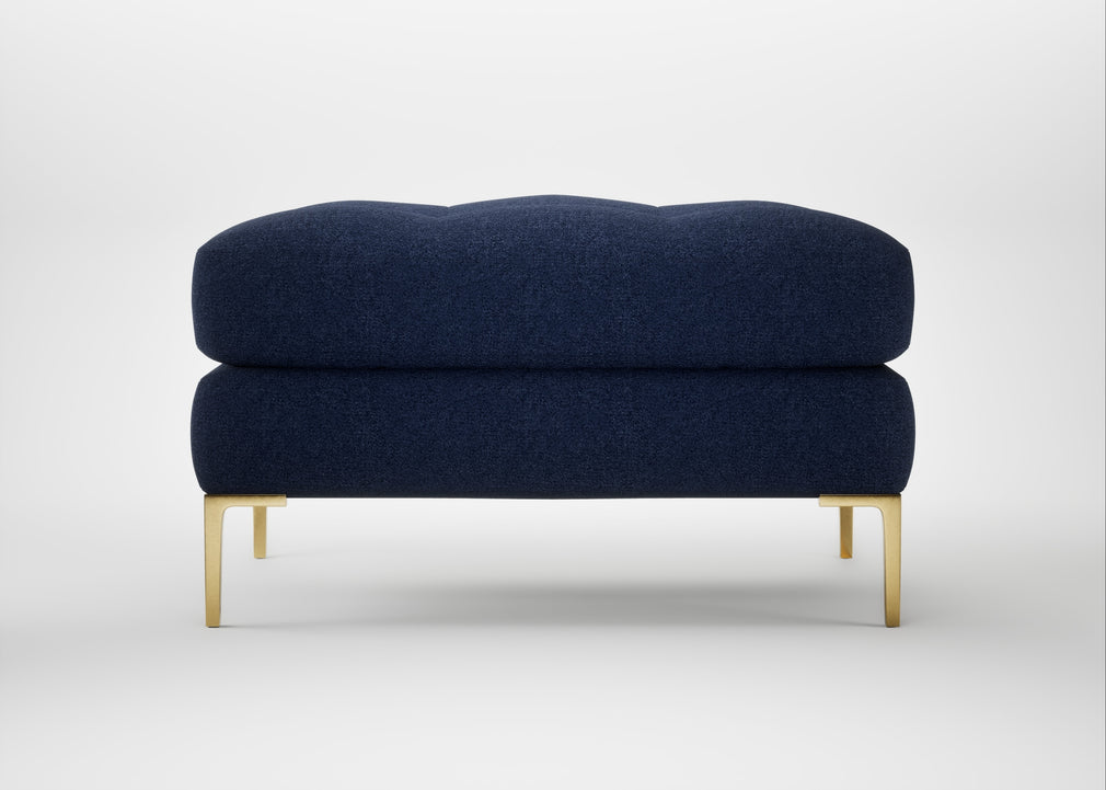 Eton Footstool Melton Wool New Navy / Brass