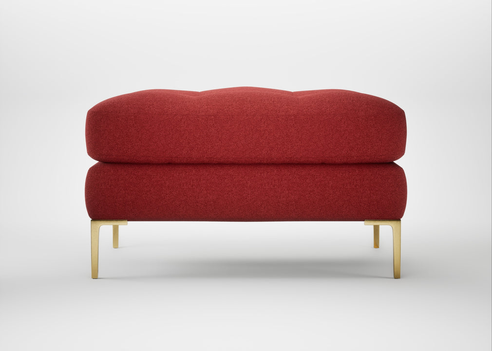 Eton Footstool Melton Wool Red Oxide / Brass