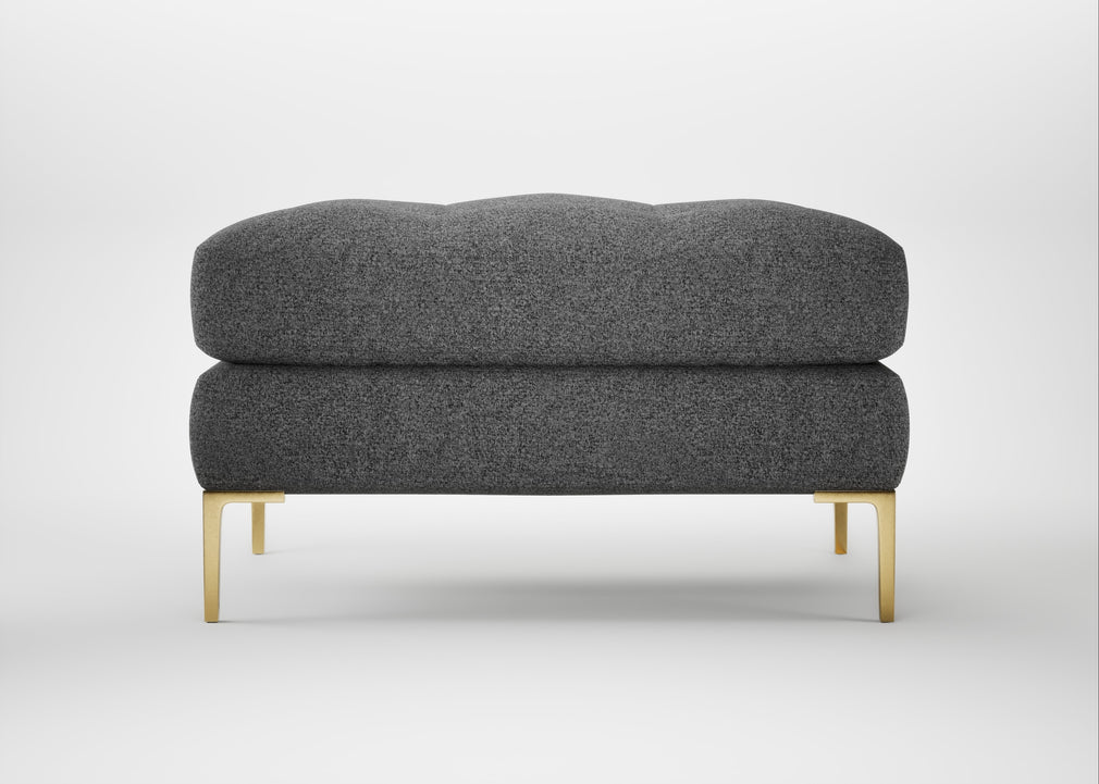 Eton Footstool Melton Wool Shale / Brass