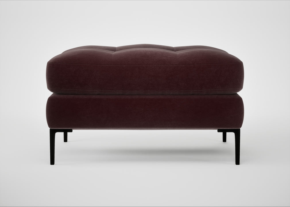Eton Footstool Smart Luxe Velvet Acorn / Black