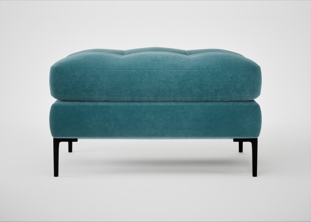 Eton Footstool Smart Luxe Velvet Airforce Blue / Black
