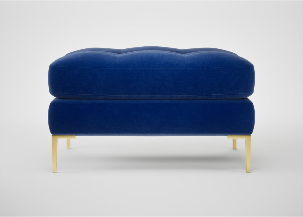 Eton Footstool Smart Luxe Velvet Azure / Brass