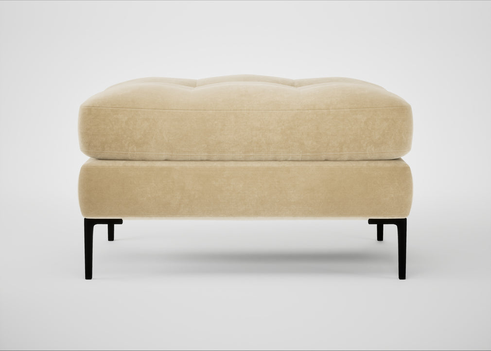 Eton Footstool Smart Luxe Velvet Biscuit / Black