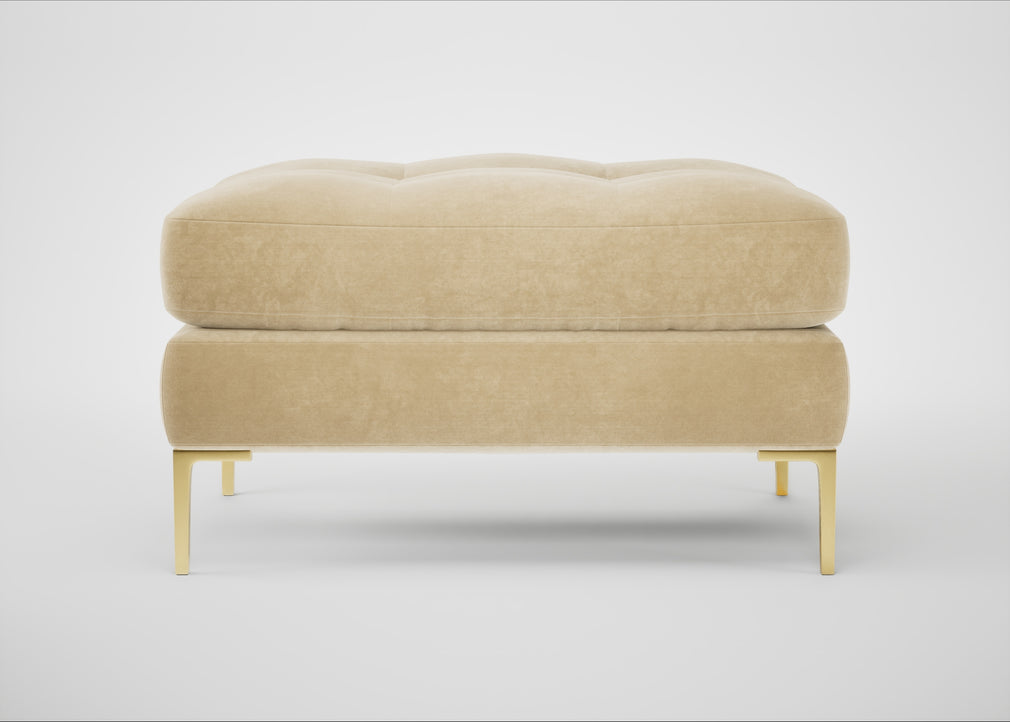 Eton Footstool Smart Luxe Velvet Biscuit / Brass