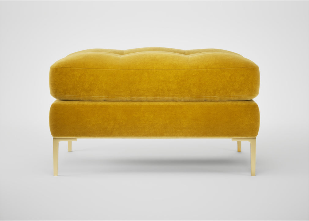 Eton Footstool Smart Luxe Velvet Canary / Brass
