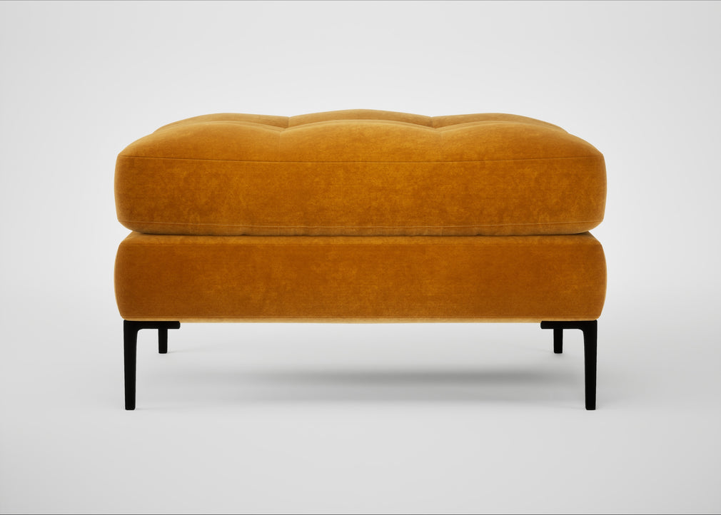 Eton Footstool Smart Luxe Velvet Cognac / Black