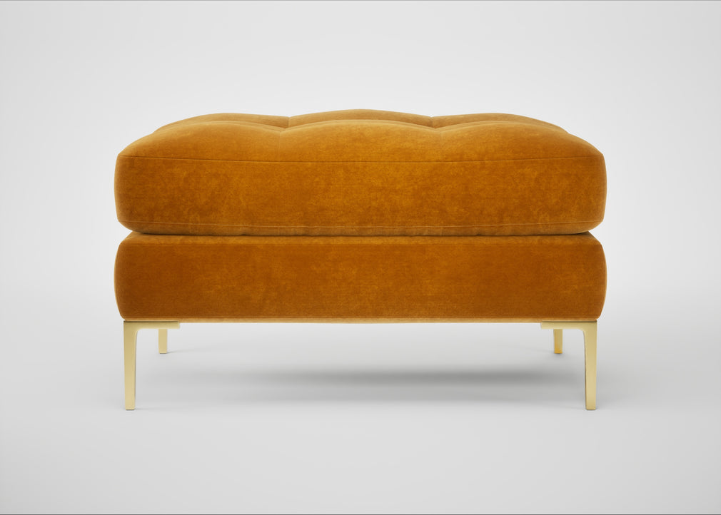Eton Footstool Smart Luxe Velvet Cognac / Brass