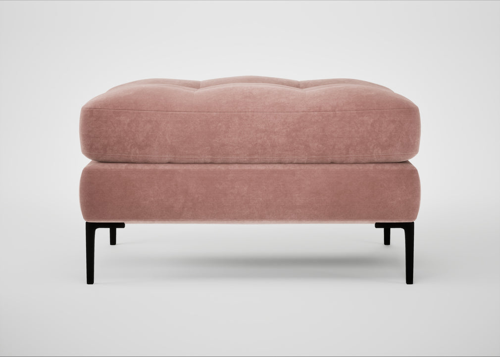 Eton Footstool Smart Luxe Velvet Dusky Pink / Black