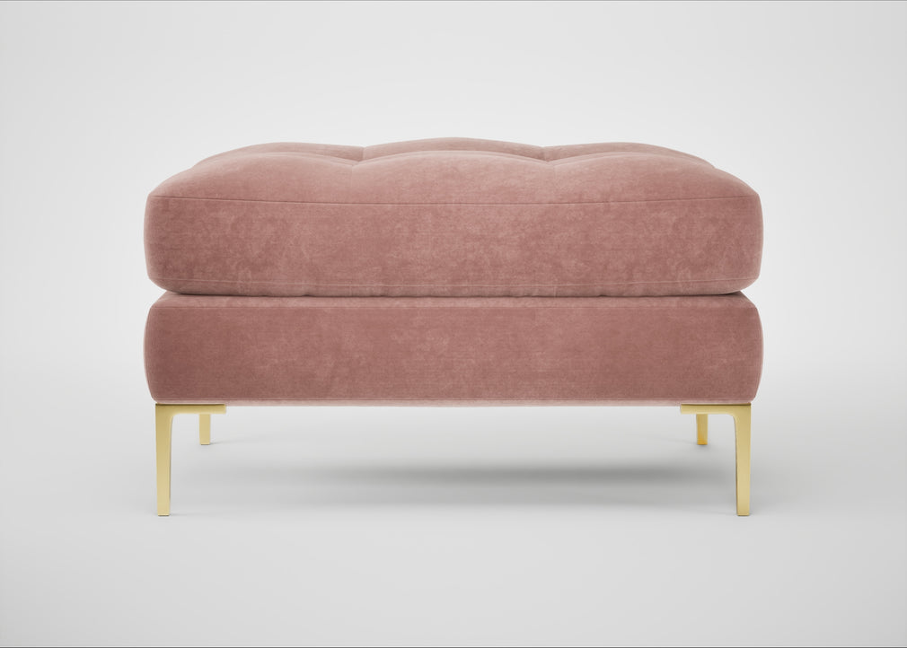 Eton Footstool Smart Luxe Velvet Dusky Pink / Brass