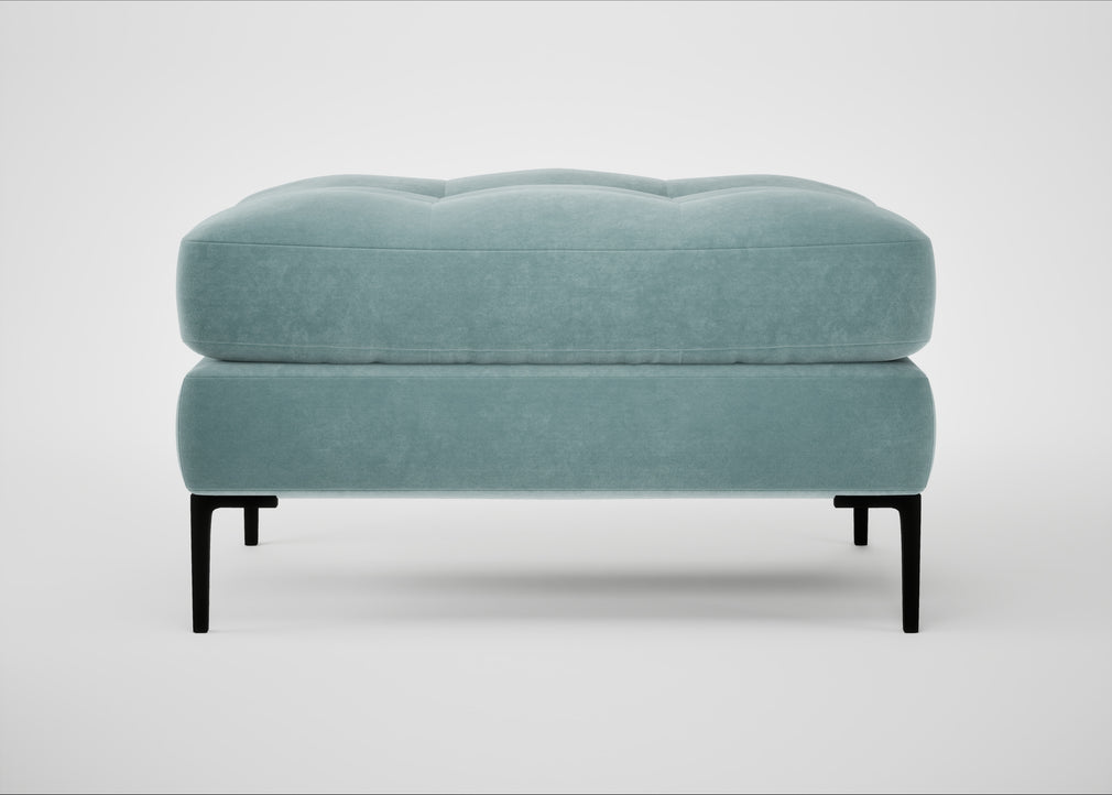 Eton Footstool Smart Luxe Velvet Mineral Blue / Black