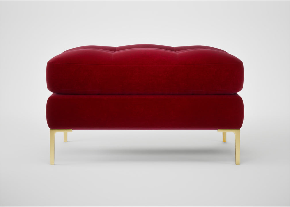 Eton Footstool Smart Luxe Velvet Mulberry / Brass