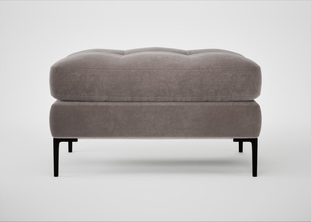 Eton Footstool Smart Luxe Velvet Mushroom / Black