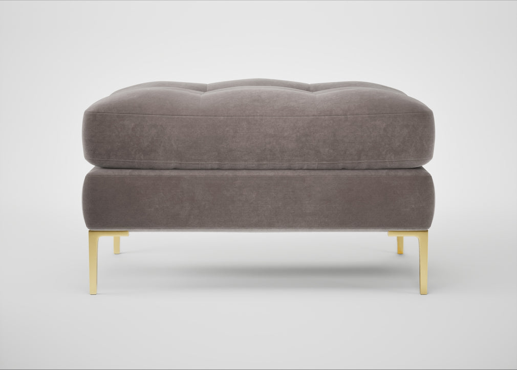 Eton Footstool Smart Luxe Velvet Mushroom / Brass