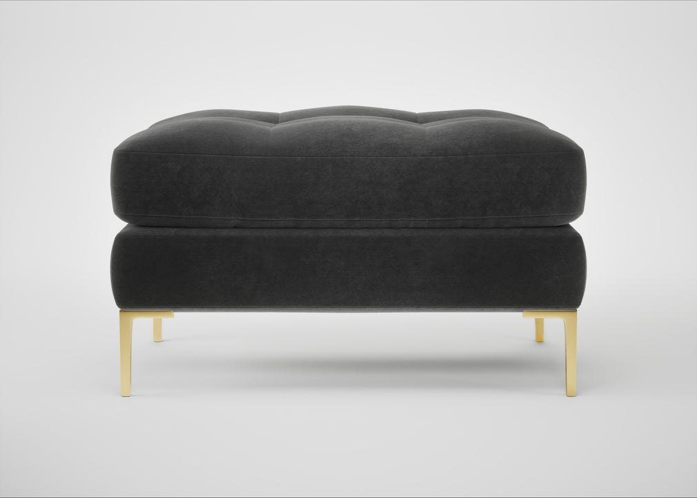 Eton Footstool Smart Luxe Velvet Nickel / Brass