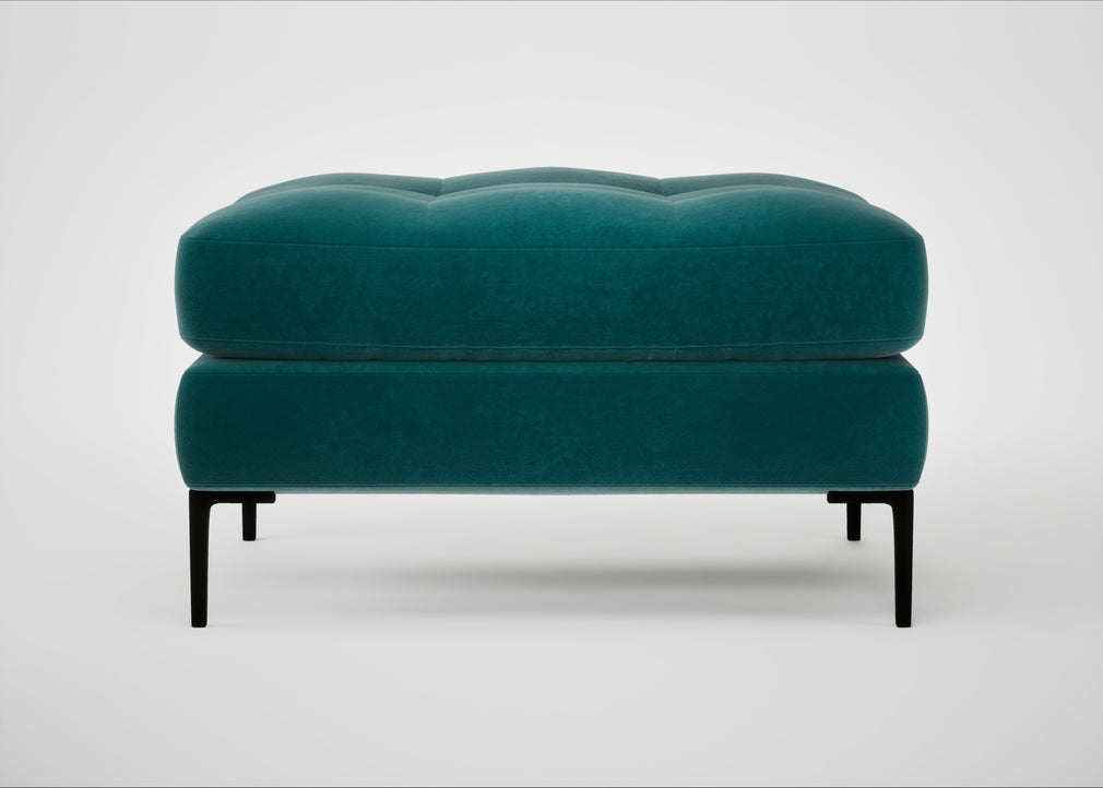 Eton Footstool Smart Luxe Velvet Ocean Green / Black