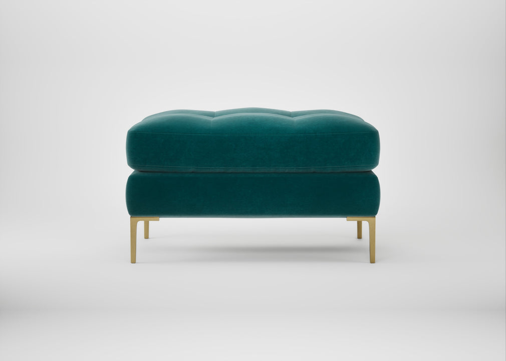 Eton Footstool Smart Luxe Velvet Ocean Green / Brass