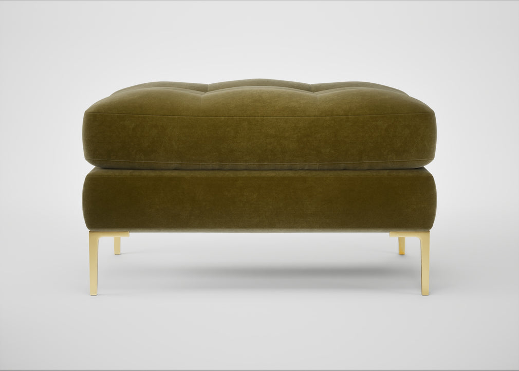 Eton Footstool Smart Luxe Velvet Peridot / Brass
