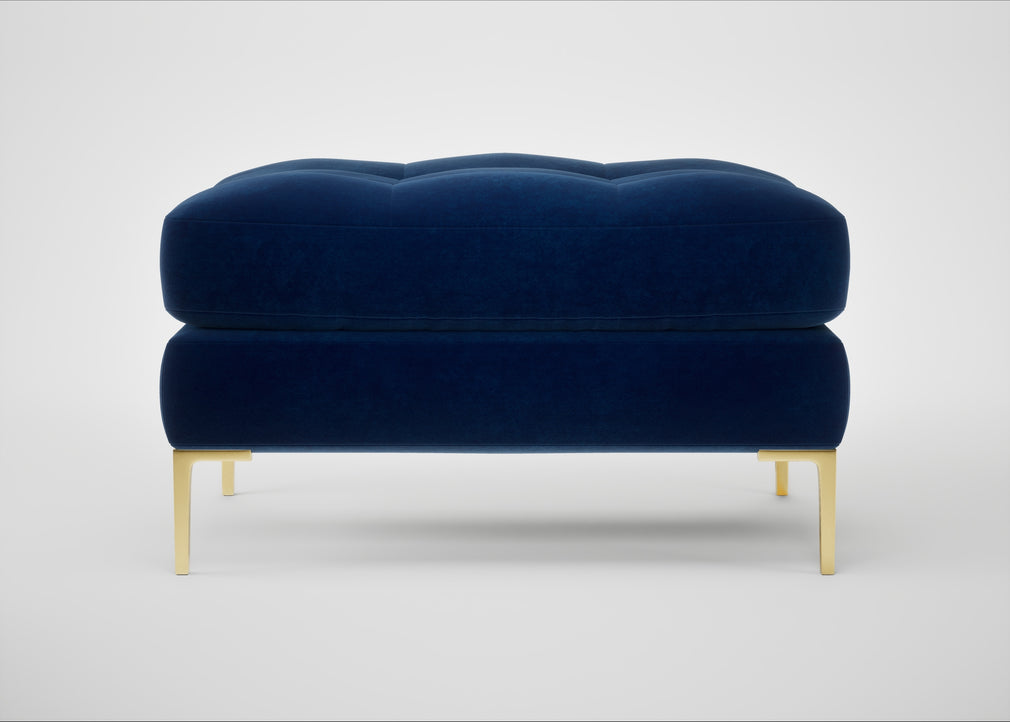 Eton Footstool Smart Velvet Dusk / Brass