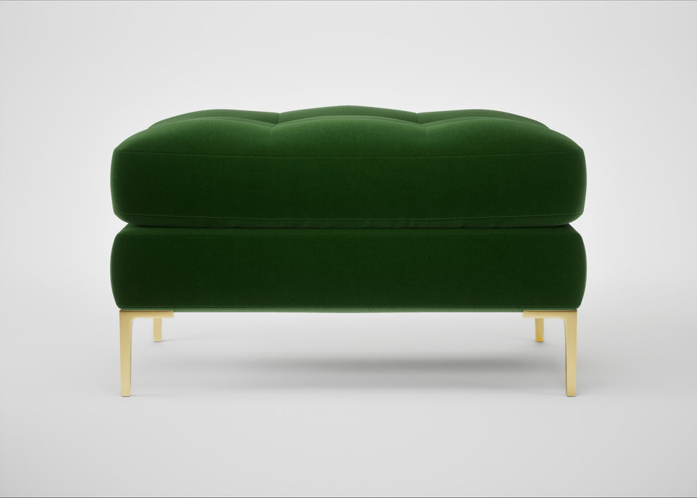 Eton Footstool Smart Velvet Forest / Brass