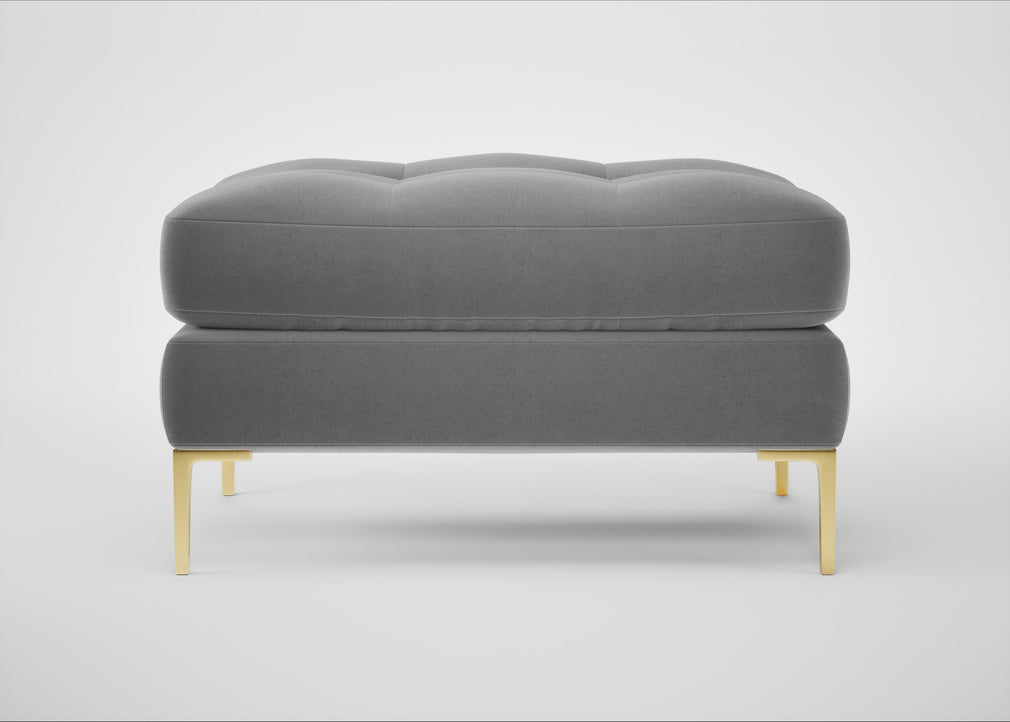 Eton Footstool Smart Velvet Mercury / Brass