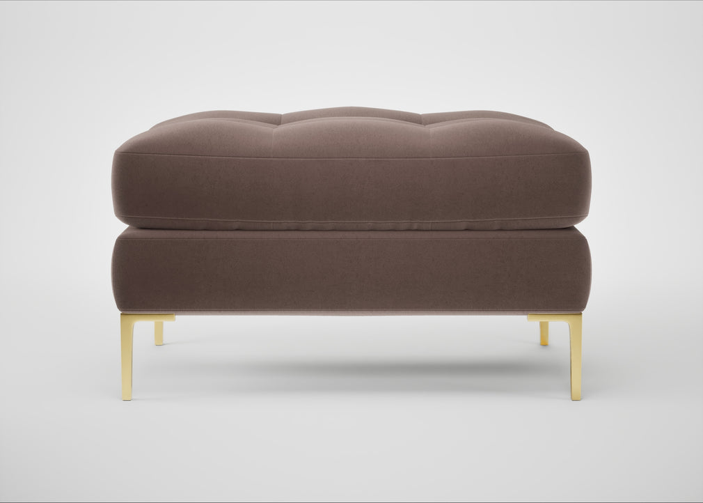 Eton Footstool Smart Velvet Mouse / Brass