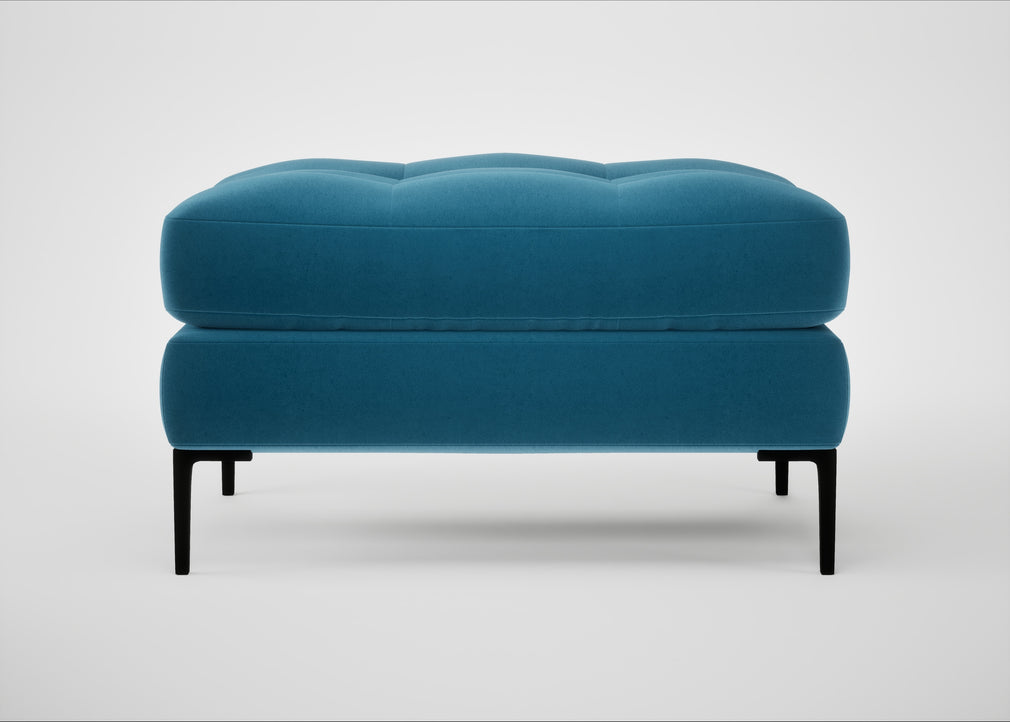 Eton Footstool Smart Velvet Ocean Blue / Black